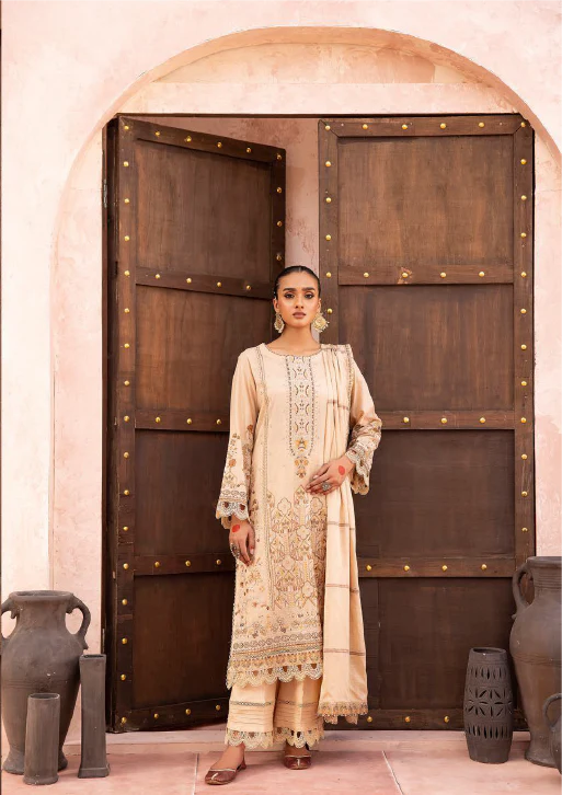 554 | 3PC Unstitched Lawn Embroidered Collection Luxury By Shaista