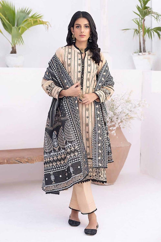 3PC Printed Embroidered Lawn Unstitched Suit B-42003