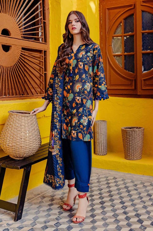 3PC Printed Lawn Unstitched Suit CL-42101 A