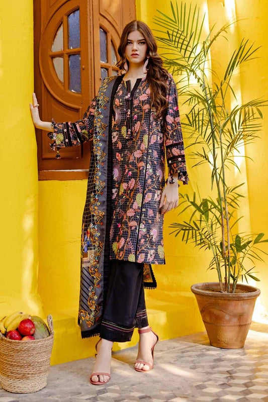 3PC Printed Lawn Unstitched Suit CL-42101 B