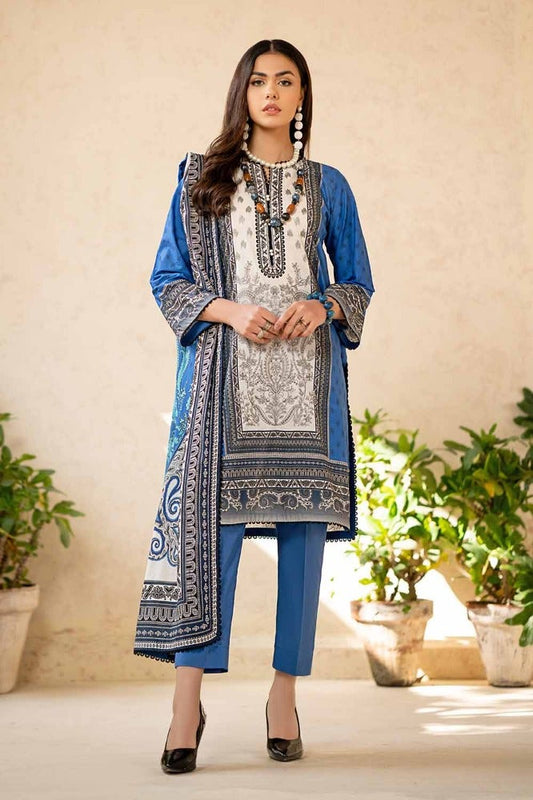 3PC Printed Embroidered Lawn Unstitched Suit CL-42091