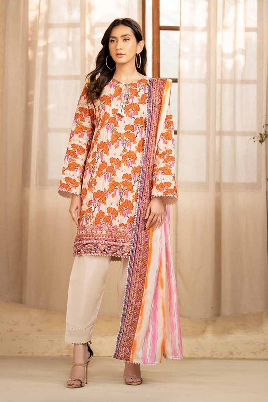 3PC Printed Embroidered Lawn Unstitched Suit CL-42134