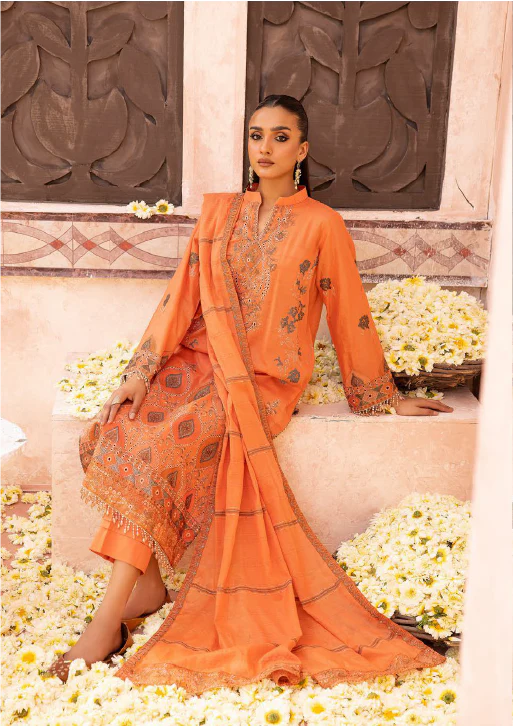 549 | 3PC Unstitched Lawn Embroidered Collection Luxury By Shaista