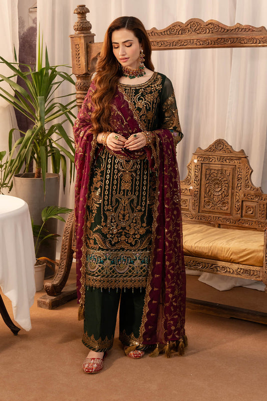 Mehak-NOOR JAHAN by IMROZIA Embroidered Premium Chiffon Unstitched 3Pc Suit I-204