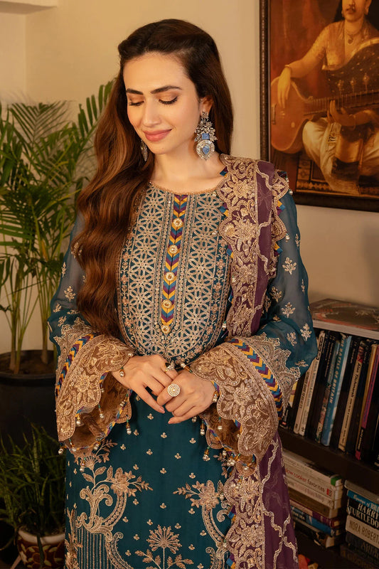 Aaina-NOOR JAHAN by IMROZIA Embroidered Premium Chiffon Unstitched 3Pc Suit I-208