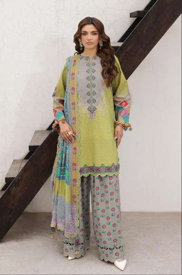 Charizma Andaaz Unstitched Lawn Suit 3 Piece Vol-1 Design CH-10 | Embroidered Lawn with Chiffon Dupatta Pakistan