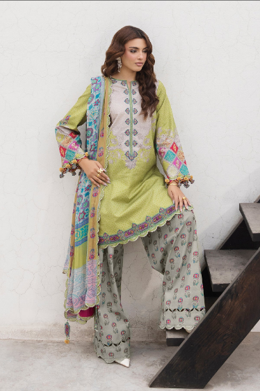 Charizma Andaaz Unstitched Lawn Suit 3 Piece Vol-1 Design CH-10 | Embroidered Lawn with Chiffon Dupatta Pakistan