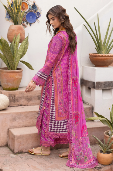 Charizma Andaaz Unstitched Lawn Suit 3 Piece Vol-1 Design CH-09 | Embroidered Lawn with Chiffon Dupatta Pakistan
