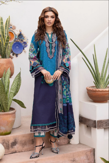Charizma Andaaz Unstitched Lawn Suit 3 Piece Vol-1 Design CH-03 | Embroidered Lawn with Chiffon Dupatta Pakistan