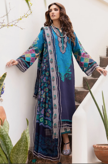 Charizma Andaaz Unstitched Lawn Suit 3 Piece Vol-1 Design CH-03 | Embroidered Lawn with Chiffon Dupatta Pakistan