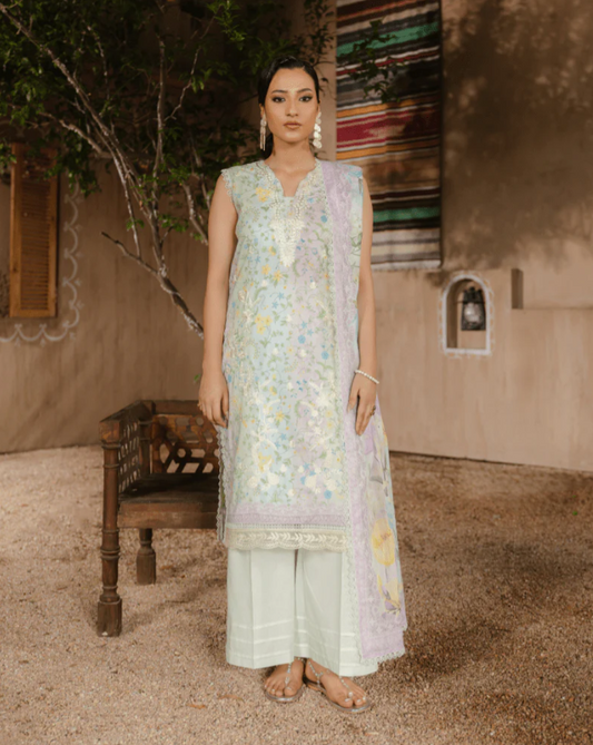 Ayleen Vol#2 Rangkaari 3pc Lawn Digital Print Embroidered shirt & Lawn Voil Printed Dupatta