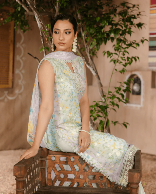 Ayleen Vol#2 Rangkaari 3pc Lawn Digital Print Embroidered shirt & Lawn Voil Printed Dupatta