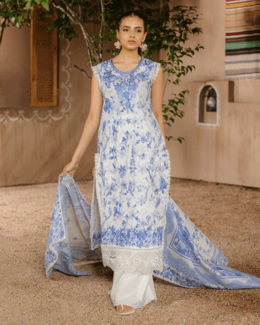 Ayleen Vol#2 Rangkaari 3pc Lawn Digital Print Embroidered shirt & Lawn Voil Printed Dupatta
