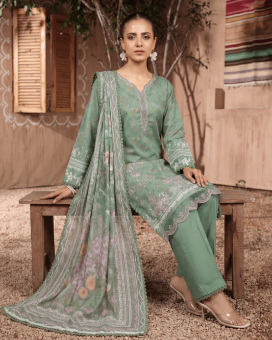 Ayleen Vol#2 Rangkaari 3pc Lawn Digital Print Embroidered shirt & Lawn Voil Printed Dupatta