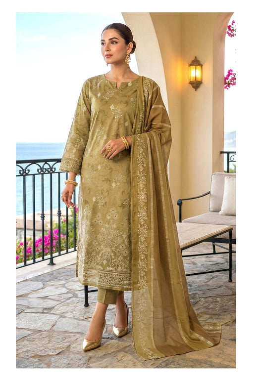 🖤 Zarkash by Shaista D#541 Lawn Digital Print Embroidered Suit – 3 Piece