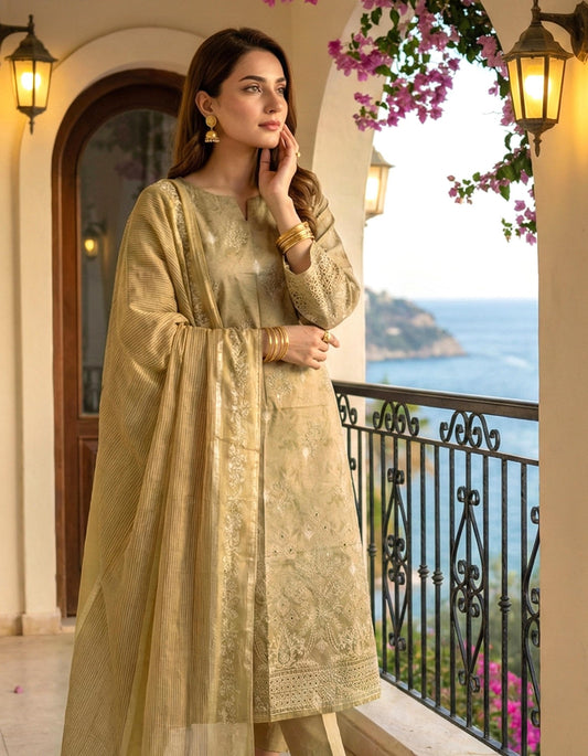 🖤 Zarkash by Shaista D#541 Lawn Digital Print Embroidered Suit – 3 Piece