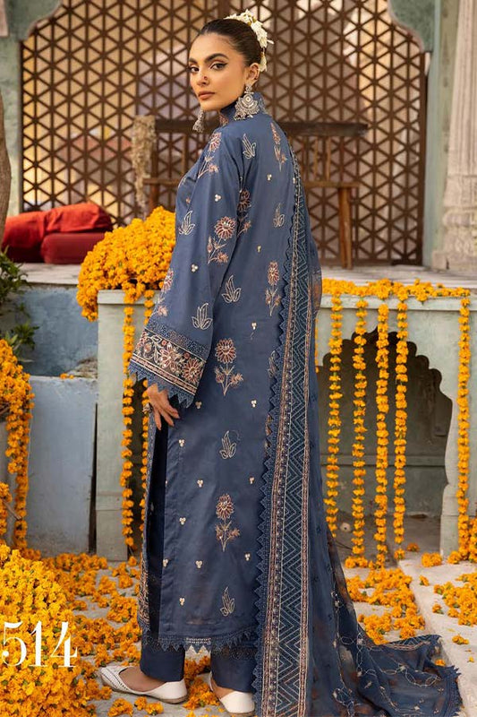 SHAISTA LAWN EMBROIDERED SUIT 514 D-BLUE