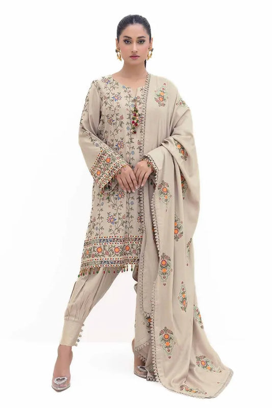 Embroidered Acrylic Suit with Embroidered Acrylic Dupatta BY GUL AHMED V02 – AP42007
