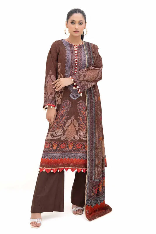 Printed Khaddar Suit with Printed Pashmina Dupatta BY GUL AHMED – AP42029