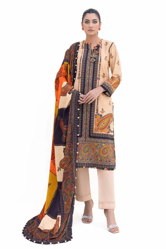 Printed Khaddar Suit with Printed Pashmina Dupatta BY GUL AHMED – AP42031