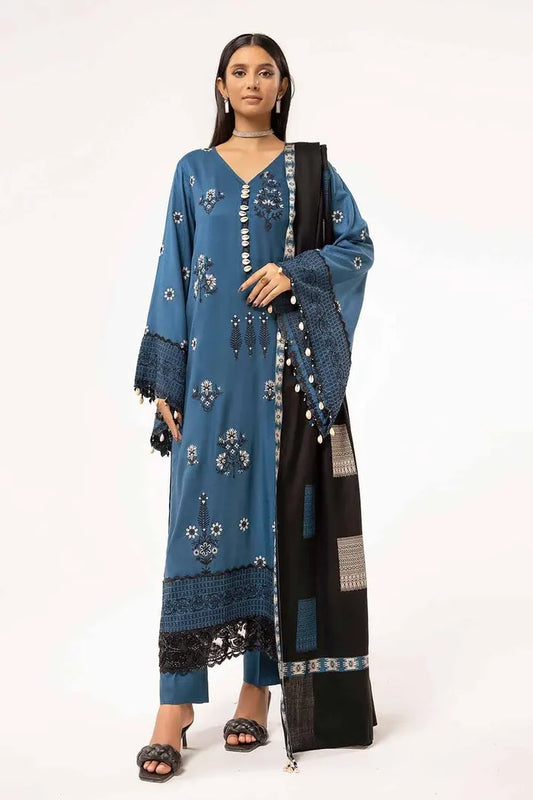 Embroidered Acrylic Suit with Pashmina Dupatta BY GUL AHMED – AP42033