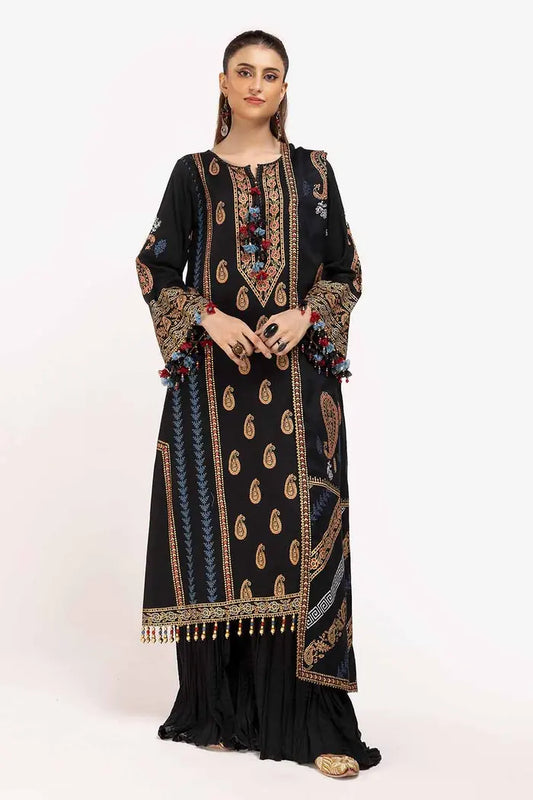 Embroidered Acrylic Suit with Pashmina Dupatta BY GUL AHMED – AP42040