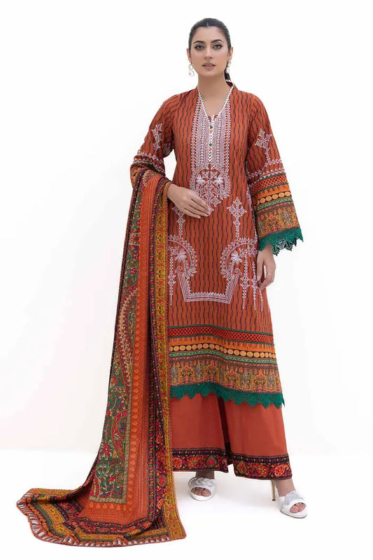 Embroidered Khaddar Suit with Printed Pashmina Dupatta BY GUL AHMED – AP42048