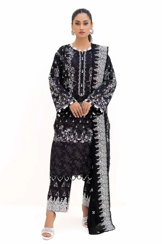 Printed Khaddar Suit with Embroidered Cotton Net Dupatta By GUL AHMED – CN42002