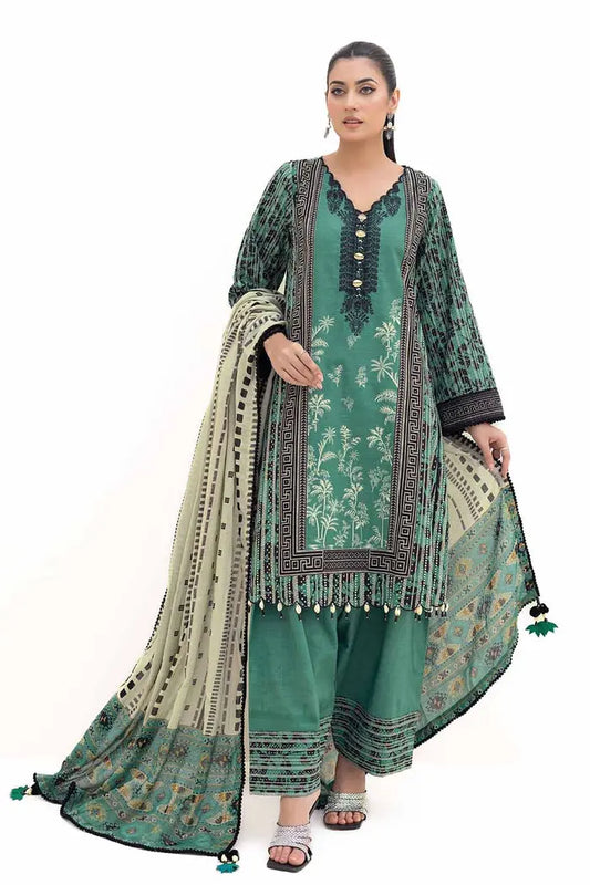 Embroidered Khaddar Suit with Printed Cotton Net Dupatta By GUL AHMED – CN42004