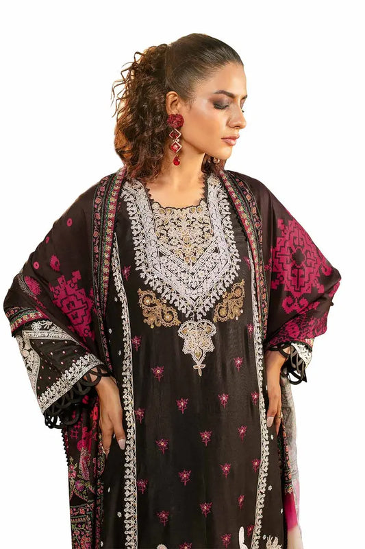 Embroidered Cotail Suit with Printed Twill Cotton Linen Dupatta By GUL AHMED – CV32010