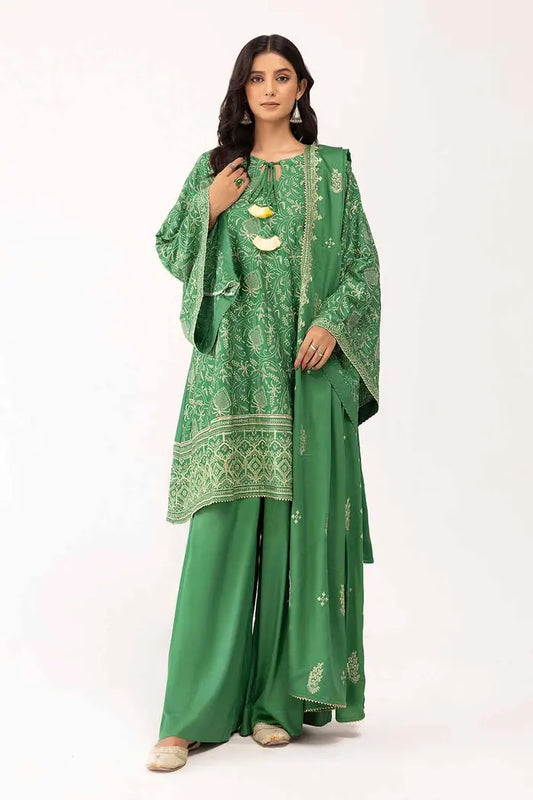 Embroidered Cotail Suit with Embroidered Cotail Dupatta By GUL AHMED – CV42007