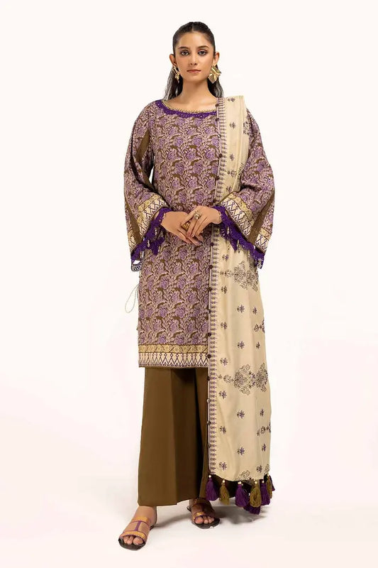 Embroidered Cotail Suit with Printed Twill Cotton Linen Dupatta By GUL AHMED - CV42009