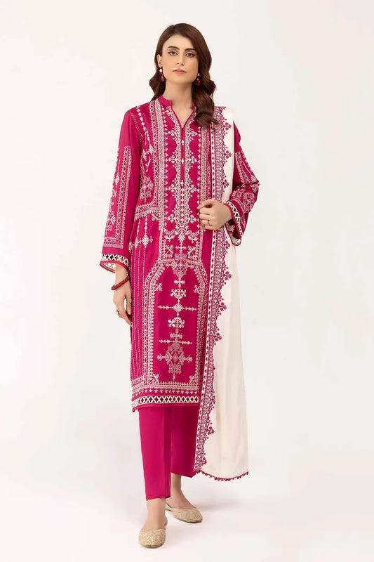 Embroidered Cotail Suit with Embroidered Cotail Dupatta By GUL AHMED – CV42013