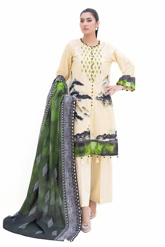 Embroidered Printed Light Khaddar Suit with Printed Khaddar Dupatta By GUL AHMED – K42013L