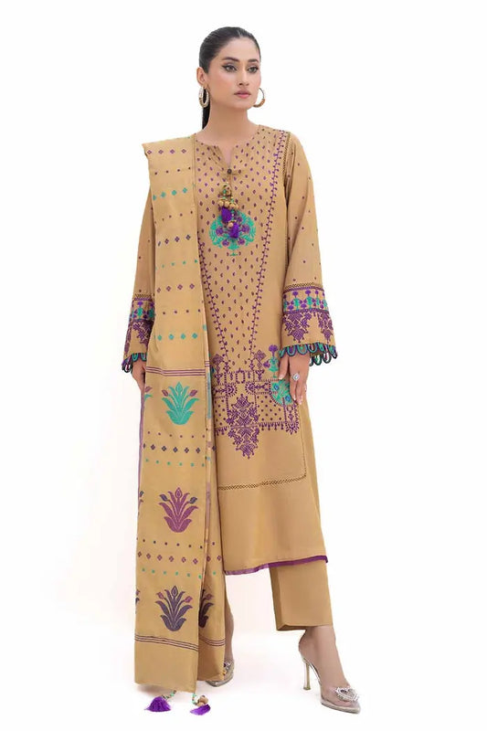 Embroidered Karandi Suit with Jacquard Dupatta By GUL AHMED - MJ42057