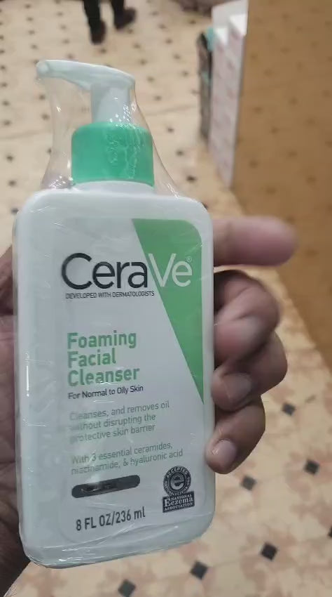CeraVe Foaming Facial Cleanser for Normal to Oily Skin – Oil Control with Ceramides, Niacinamide & Hyaluronic Acid, 237ml