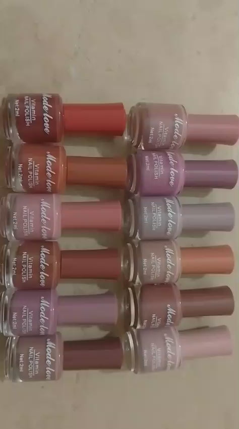 12 Pcs Nude Shades High Pigmented Big Size Nail Polish Set 20ml